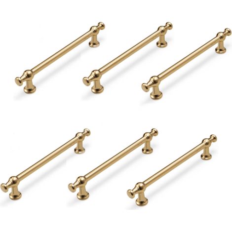 Set mit 6 vergoldeten Schubladengriffen, 224 mm (8,9 Zoll), für Küchenschränke, Kleiderschränke und Schlafzimmer. Auch für Schlafzimmer, Badezimmer oder Büro geeignet.