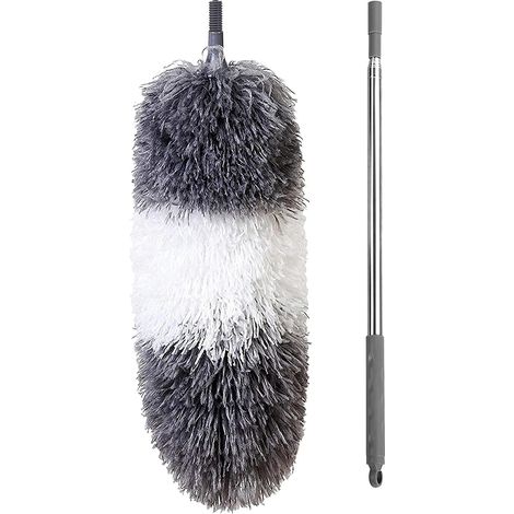 1 Plumeau télescopique, tête flexible microfibre, manche acier 254cm, lavable, nettoyage plafonds toiles araignée(Troisième trimestre : Nouveaux produits en septembre) (1/5)
