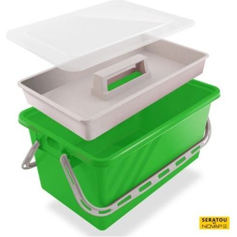 Boite de rangement 10 L Vert - couvercle Translucide - SERATOU - 5910054 (1/5)