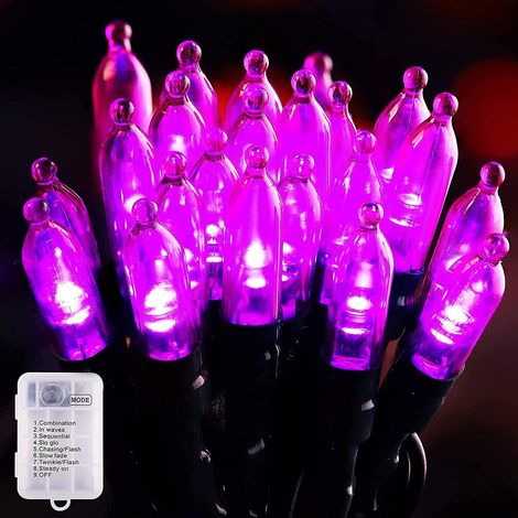 Guirlande Lumineuse Pour Décoration - 100 LED Violet - 10 M - Étanche IP44 - Fonctionne Sur Piles - 8 Modes - Idéale Pour Extérieur Intérieur Jardin Chambre - 1 Pièce (1/5)