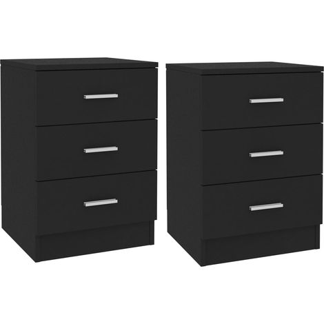 Set di 2 comodini con 3 cassetti 38 x 35 x 56 cm multistrato nero DEC035492
