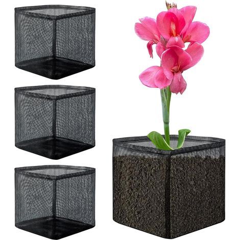 Set mit 4 atmungsaktiven Pflanzsäcken aus Stoff für Wasserpflanzen, Teiche und als Pflanzsäcke für Parks, Bauernhöfe, Terrassen, Balkone, Patios, Gärten, Gärtner und Privathaushalte (1/5)