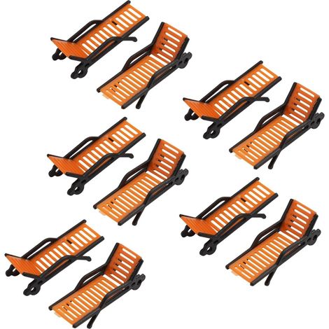 Set mit 10 realistischen und lässigen Strandstühlen aus Kunststoff im Maßstab HO für die Straßenszenendekoration (1:75) (1/5)