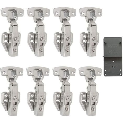 110 Degr Compltement Recouvrante Charnieres avec Amortisseur Intgr Mcanisme de Fermeture Automatique Charnire pour Armoires de Porte Cuisine Lot de 8 (1/5)