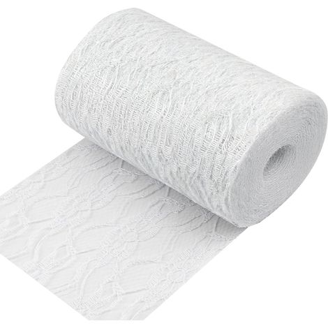 Ruban Dentelle Blanc 15 cm x 22,5 m, Chemin de Table Vintage, Décoration Mariage Baptême Communion, avec... (1/5)
