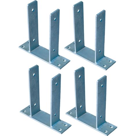 4x U Pfostenträger für Zaunpfosten 9x9 cm zum Aufschrauben verzinkt Pfostenanker (1/2)