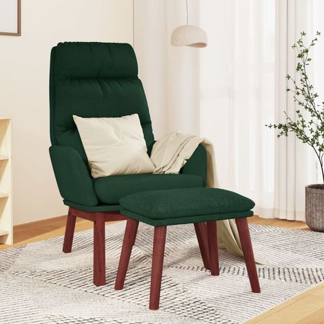 Relaxsessel mit Hocker Dunkelgrün Stoff vidaXL (1/5)