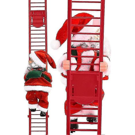 Décoration de Noël électrique avec Père Noël grimpant à une échelle, cadeau de Nouvel An et musique (1/5)