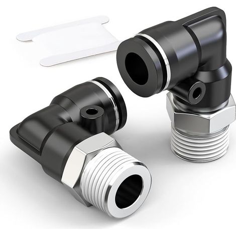 Raccords coudés mâles 4mm OD Tube x 1/4 Inch BSP Push to Connect PL4-02 (Pack de 10) (1/4)