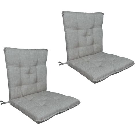 Set Cuscini Sedia Con Schienale Imbottiti Con Laccetti Banda Elastica 40 x 80 Cm Grigio - 2 Pezzi