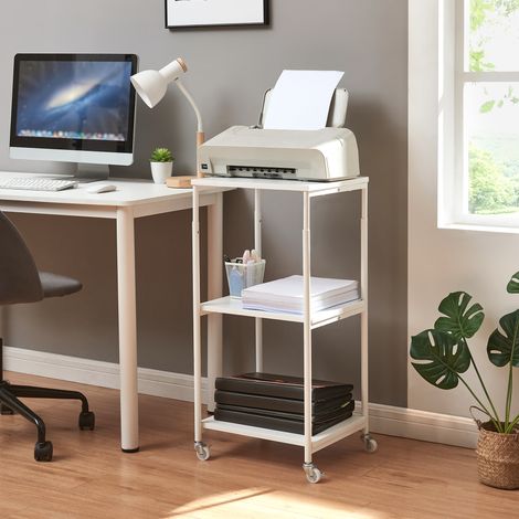 Tavolino Laterale a Ruote Janertu con 2 Ripiani 82 x 39 x 35 cm - Bianco [en.casa]
