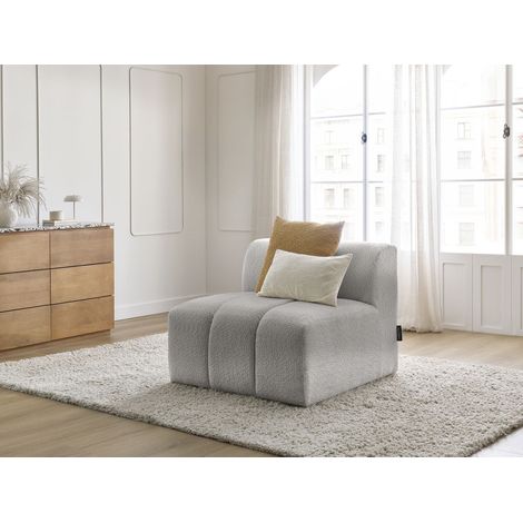 BOBOCHIC - Chauffeuse 1 place pour canapé modulable ANNECY tissu bouclette Gris clair (1/5)