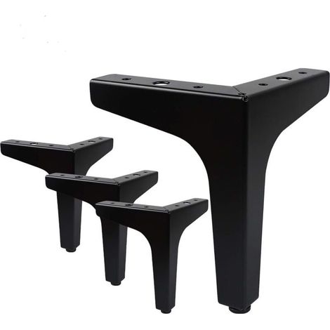 Lot de 4 Pieds de Meubles Charge Jusqu'à 600 KG, Pied de Table Modernes en Métal en Forme de Triangle, Pied Meuble Épingle pour Placard, Canapé, 4 Protège Pieds, Noir(15cm) (1/5)