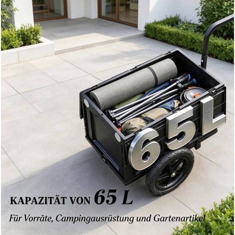 Remorque vélo pliable 65L avec coque plastique et capacité 30 kg (1/5)