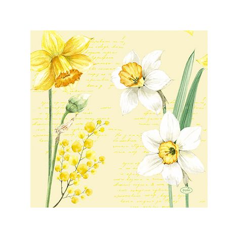 Serviettes Duni 3 plis 33x33 cm Jonquille de printemps 20 pièces.