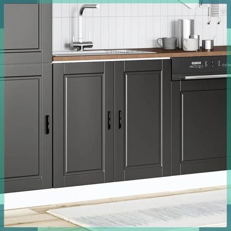 853928 Meuble bas pour évier Porto noir 80x46x81,5 cm bois ingénierie (1/5)