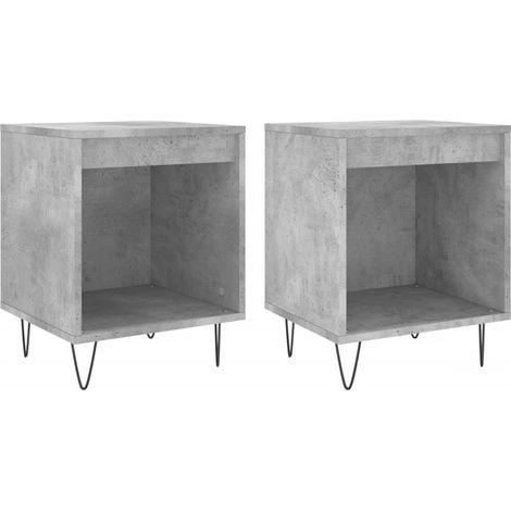Juego de 2 mesitas de noche con compartimento abierto 40 x 35 x 50 cm madera contrachapada gris y metal DEC035369