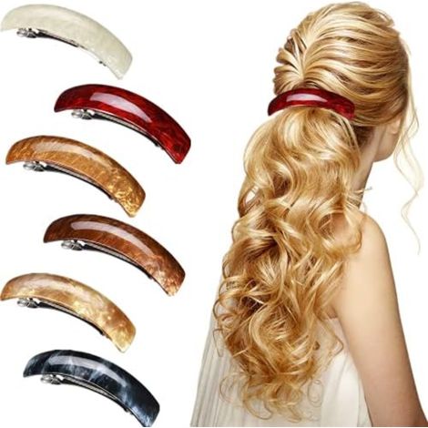 Juego de 6 pinzas para el cabello acrílicas de estilo retro para mujer, en diferentes colores. (1/5)