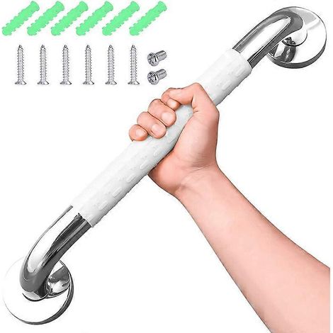 50 cm rutschfester Haltegriff fürs Badezimmer, weißer Edelstahl, Sicherheitsgriff für die Badewanne