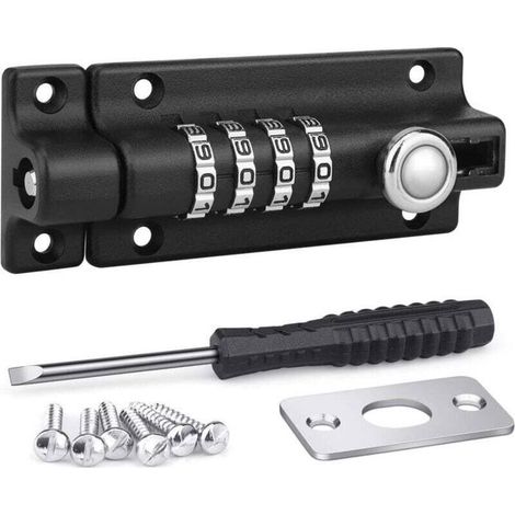 Cadenas à combinaison étanche à quatre chiffres avec vis, pour abris de jardin, renforcement de maison et ateliers. (1/4)