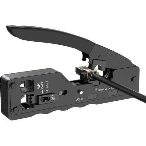 Pince à sertir RJ45 pour Connecteurs RJ45/RJ11/RJ12, Pince RJ45 et Connecteur Prise RJ45 CAT6/CAT5E, Outil de Crimpage Précision avec Lame Coupante, pour Câblage Réseau (1/5)