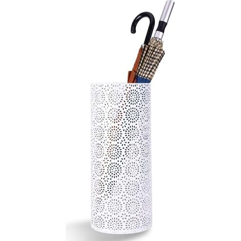 Porte-parapluie en métal – convient à une utilisation intérieure et extérieure – élégant et moderne – 1 pièce (dentelle florale blanche) (1/5)