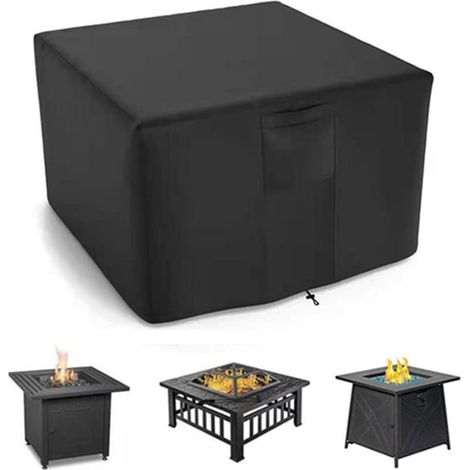 Housse Brasero à Gaz Imperméable 92x92x61cm, Noir, pour Foyer Jardin/Terrasse (1/5)