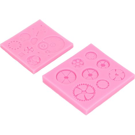 Moule à gâteau en silicone à engrenages (2 pièces), style punk, résistant aux hautes températures, idéal pour la décoration de desserts et chocolats maison. (1/5)
