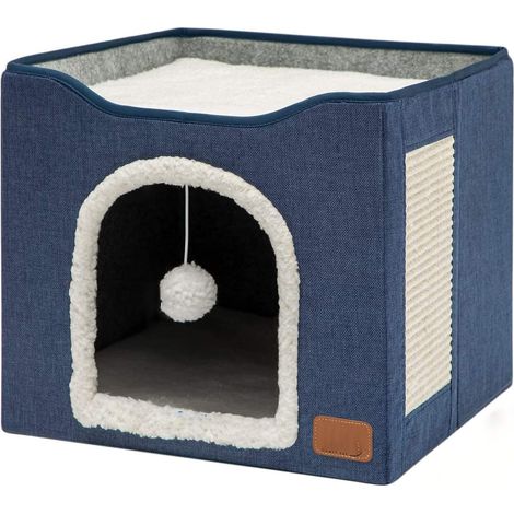 Dog or cat bed, fabric, foldable, 41 x 41 x 35 cm, multicoloured (1/5)