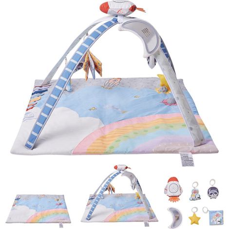 Tapis de jeu bebe eveil 6 jouets sensoriels musical lumiere roquette 0-18 mois nouveau-ne developpement moteur (1/5)