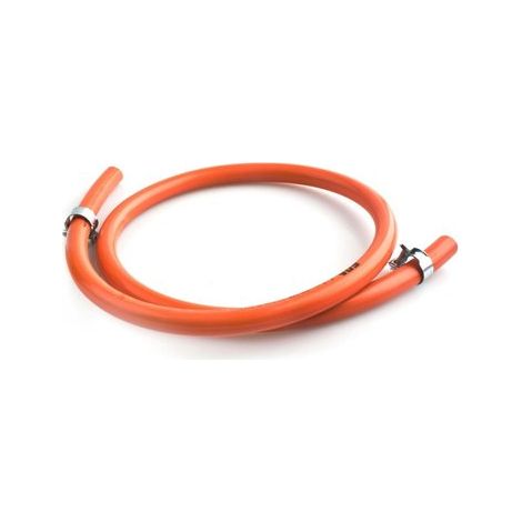 Kit de manguera bicapa para butano YREGAS de 150cm de largo con 2 abrazaderas metálicas de fijación (1/2)