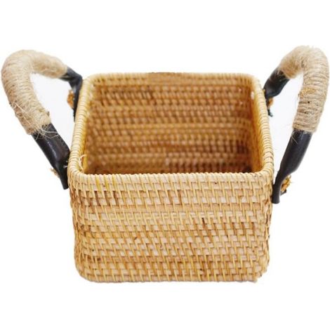 Tissé à la Main avec PoignéE Panier en Osier Rond Pain Assiette Alimentaire Plateau de Gâteau Aux Fruits Plateau de Service de (1/4)