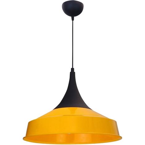 bamyum Tomsa Lampe Suspendue Industrielle en Métal Ø41 cm, Suspension E27 Jaune, Vintage, Table à Manger et Salon (1/3)