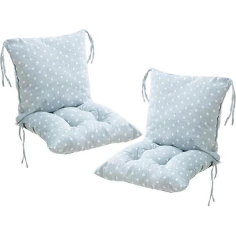 Lot de 2 coussins de chaise avec dossier - Coussin de dossier avec rubans - Pour chaise de jardin - 40 x 40 cm (1/3)
