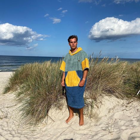 Poncho de surf California - coton, taille M femme, longueur 105 cm (1/5)