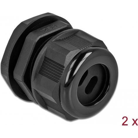 Delock Prensaestopas PG21 para cable plano con dos entradas de cable negro 2 piezas