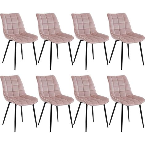 WOLTU Set di 8 Sedie da Pranzo in Velluto Rosa