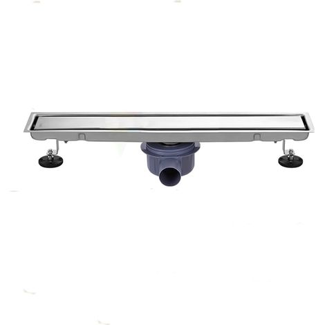 Bonde de Douche, 50cm, Siphon 360°, Siphon de Sol Anti-Odeur, Invisible, utilisable en Positif ou négatif, Double Filtration, carrelage Possible, argenté (1/5)