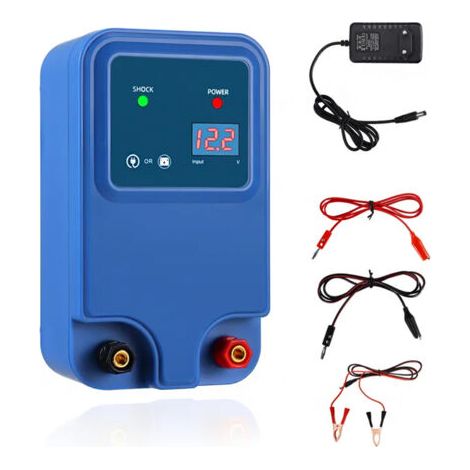 Pair Clôture électrique 1,5J/12V pour une portée de 2 à 15 km, pour chiens, chats, poules, chevaux, bœufs, moutons, porcs et volailles