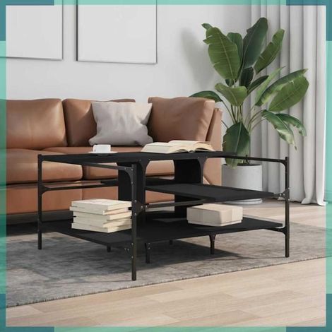 842311 Table basse noir 100x100x48,5 cm bois d'ingénierie (1/5)