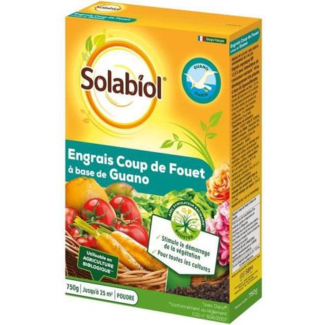 SOLABIOL SOGUA750N SOGUA750N-Engrais Coup De Fouet a Base de Guano-Estimula El Inicio de La Vegetación, Amarillo