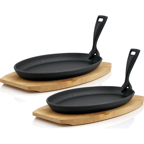BBQ-Toro 2er Gusseisen Servierpfännchen-Set  27 x 18 cm  blank