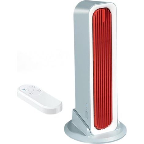 Portable rechargeable fan, desk fan, red, with remote control, suitable for indoor use. (1/5)