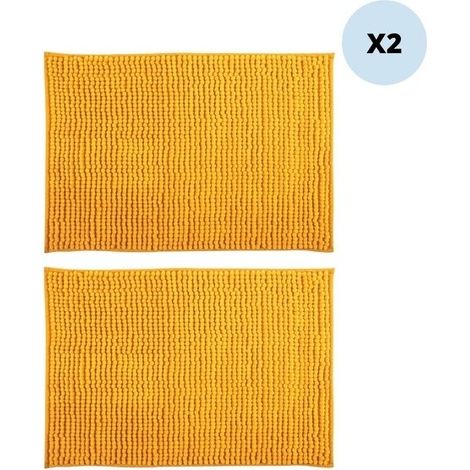 Lot de 2 tapis de bain CHENILLE 40x60 Safran MSV