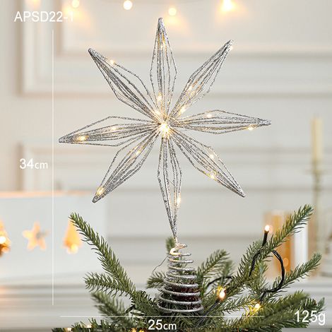 Étoile Pour Arbre De Noël - 35 Cm - Décor Lumineux Avec Séquins - Pour Intérieur - 1 Pièce (1/5)