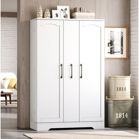 Buffet de cuisine 78x35x120 cm en panneaux de bois MDF blanc, avec rangement pour cuisine FloraGrace (1/5)