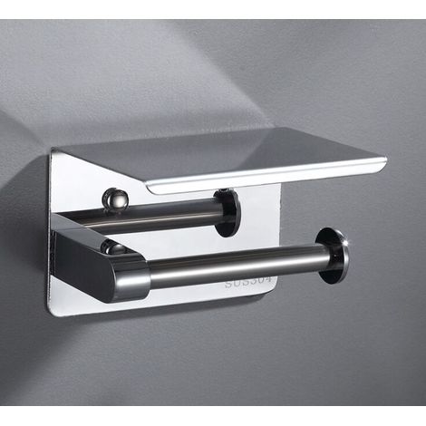 Porte-papier toilette inox 304 argent, fixation vis ou 3M, haute brillance – DELKEVIC (1/5)