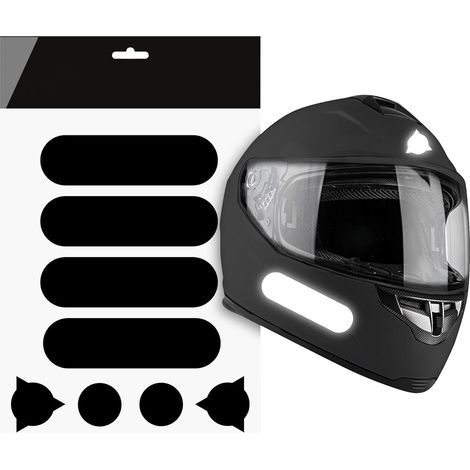 Set mit 8 Motorradhelm-Aufklebern, schwarze Reflektorstreifen, Rennsport-Design, Sicherheit bei Nacht (1/5)