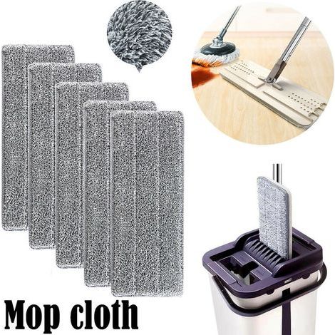 5 pièces Serpillères en Microfibre pour Balai Lave-Sol - Housse de Nettoyage de Rechange Vadrouille - La Tête de Ménage de Vadrouille pour Balai Plat - Nettoyage en Microfibre - Lingettes de Nettoyag (1/5)