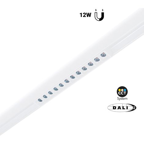 Spot LED CCT linéaire sur rail magnétique 48V - 12W - Gradation - Blanc